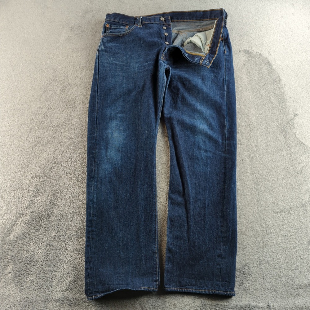 Levis 501 Jeans‎ Mens 38 (Fits 36x31) Blue Dark Wash Faded Straight Button Fly